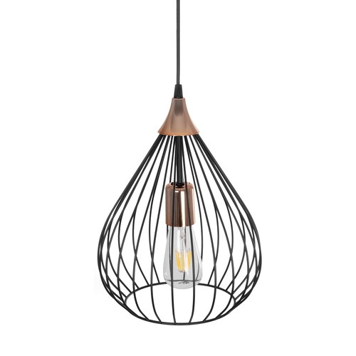 GLOBOSTAR® RADIARO 201-0015 Vintage Κρεμαστό Φωτιστικό Οροφής με Ντουί 1 x E27 AC 220-240V IP20 - Μαύρο & Χάλκινο - Μ26 x Π26 x Υ35cm