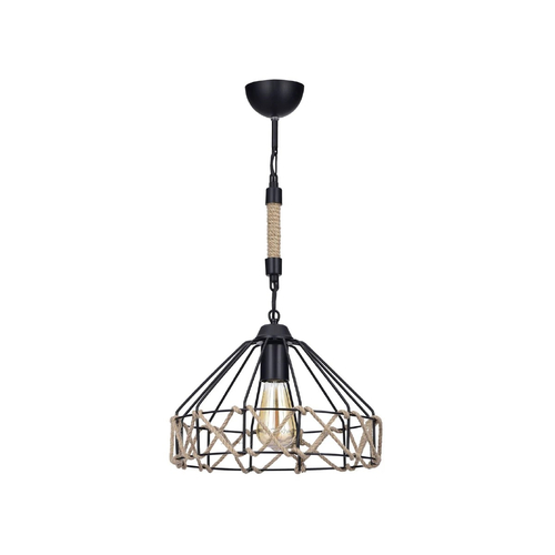 GLOBOSTAR® BEAMAX 201-0026 Μοντέρνο Κρεμαστό Φωτιστικό Οροφής με Ντουί 1 x E27 AC 220-240V IP20 - Μαύρο & Μπεζ - Μ30 x Π30 x Υ70cm