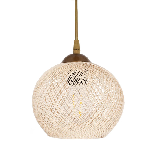 GLOBOSTAR® ILLUMIO 201-0027 Vintage Κρεμαστό Φωτιστικό Οροφής με Ντουί 3 x E27 AC 220-240V IP20 - Χρυσό & Μπεζ - Μ40 x Π40 x Υ53cm