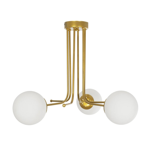 GLOBOSTAR® SHINY 201-0028 Vintage Φωτιστικό Οροφής με Ντουί 3 x E27 AC 220-240V IP20 - Λευκό & Χρυσό - Μ70 x Π70 x Υ16cm