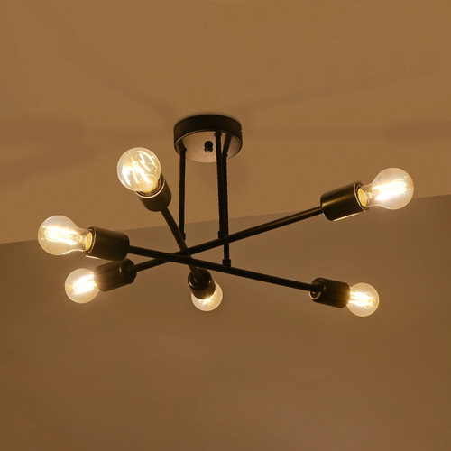 GLOBOSTAR® LAMIRA 201-0029 Μοντέρνο Φωτιστικό Οροφής με Ντουί 6 x E27 AC 220-240V IP20 - Μαύρο - Μ51 x Π51 x Υ7cm