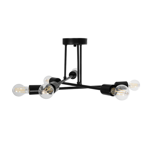 GLOBOSTAR® LAMIRA 201-0029 Μοντέρνο Φωτιστικό Οροφής με Ντουί 6 x E27 AC 220-240V IP20 - Μαύρο - Μ51 x Π51 x Υ7cm