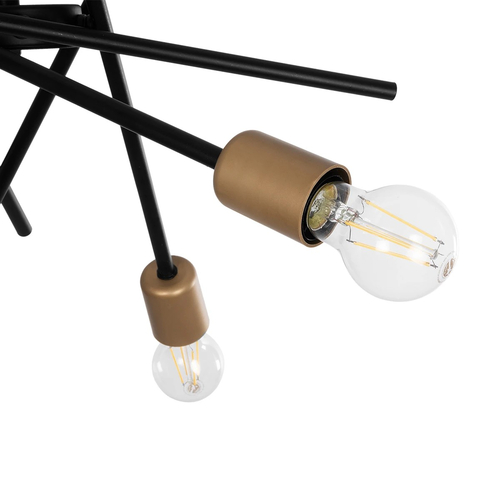 GLOBOSTAR® SUNFY 201-0030 Μοντέρνο Φωτιστικό Οροφής με Ντουί 6 x E27 AC 220-240V IP20 - Μαύρο & Μπρούτζινο - Μ57 x Π57 x Υ85cm