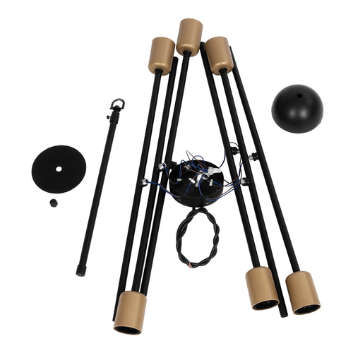 GLOBOSTAR® SUNFY 201-0030 Μοντέρνο Φωτιστικό Οροφής με Ντουί 6 x E27 AC 220-240V IP20 - Μαύρο & Μπρούτζινο - Μ57 x Π57 x Υ85cm