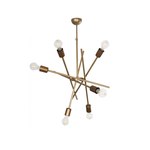 GLOBOSTAR® SUNFY 201-0033 Μοντέρνο Κρεμαστό Φωτιστικό Οροφής με Ντουί 6 x E27 AC 220-240V IP20 - Χρυσό - Μ57 x Π57 x Υ85cm