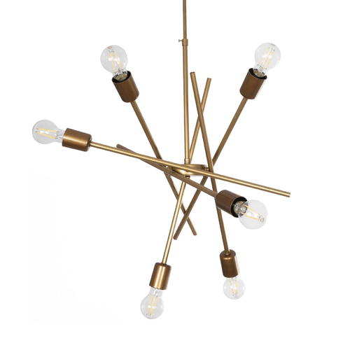 GLOBOSTAR® SUNFY 201-0033 Μοντέρνο Κρεμαστό Φωτιστικό Οροφής με Ντουί 6 x E27 AC 220-240V IP20 - Χρυσό - Μ57 x Π57 x Υ85cm