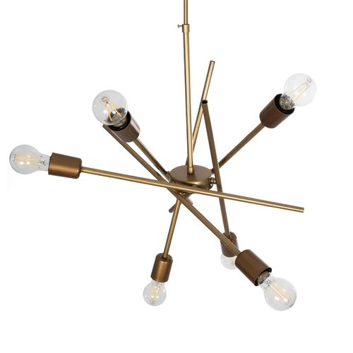 GLOBOSTAR® SUNFY 201-0033 Μοντέρνο Κρεμαστό Φωτιστικό Οροφής με Ντουί 6 x E27 AC 220-240V IP20 - Χρυσό - Μ57 x Π57 x Υ85cm