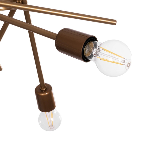 GLOBOSTAR® SUNFY 201-0033 Μοντέρνο Κρεμαστό Φωτιστικό Οροφής με Ντουί 6 x E27 AC 220-240V IP20 - Χρυσό - Μ57 x Π57 x Υ85cm