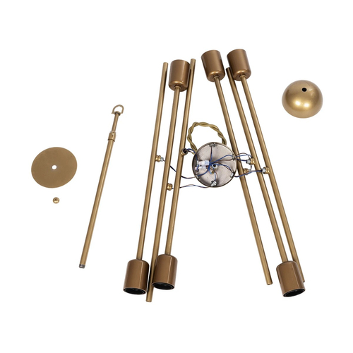 GLOBOSTAR® SUNFY 201-0033 Μοντέρνο Κρεμαστό Φωτιστικό Οροφής με Ντουί 6 x E27 AC 220-240V IP20 - Χρυσό - Μ57 x Π57 x Υ85cm