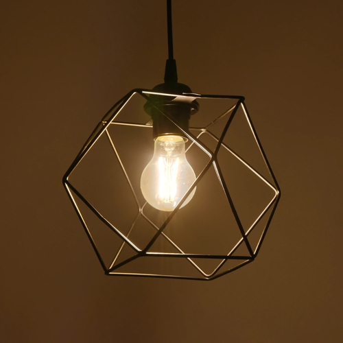 GLOBOSTAR® SOLIS 201-0045 Vintage Κρεμαστό Φωτιστικό Οροφής με Ντουί 1 x E27 AC 220-240V IP20 - Μαύρο - Μ25 x Π25 x Υ24cm