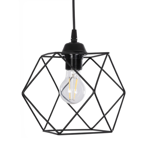 GLOBOSTAR® SOLIS 201-0045 Vintage Κρεμαστό Φωτιστικό Οροφής με Ντουί 1 x E27 AC 220-240V IP20 - Μαύρο - Μ25 x Π25 x Υ24cm