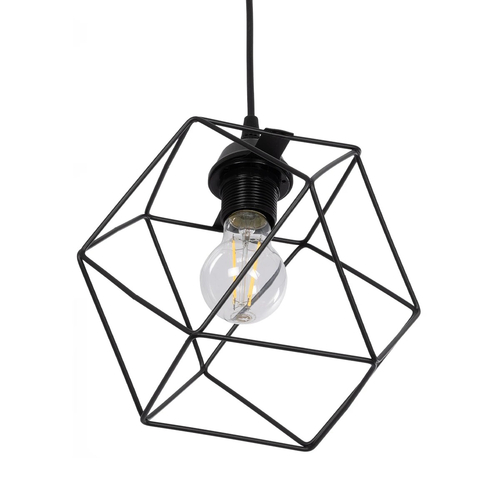 GLOBOSTAR® SOLIS 201-0045 Vintage Κρεμαστό Φωτιστικό Οροφής με Ντουί 1 x E27 AC 220-240V IP20 - Μαύρο - Μ25 x Π25 x Υ24cm