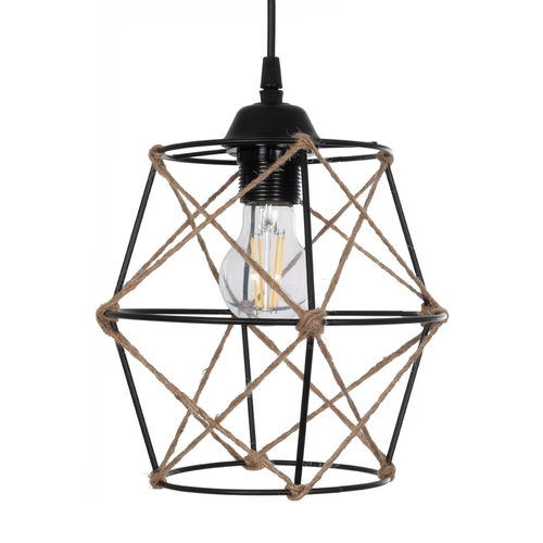 GLOBOSTAR® RAYLO 201-0048 Vintage Κρεμαστό Φωτιστικό Οροφής με Ντουί 3 x E27 AC 220-240V IP20 - Μαύρο & Μπεζ - Μ44 x Π44 x Υ73cm