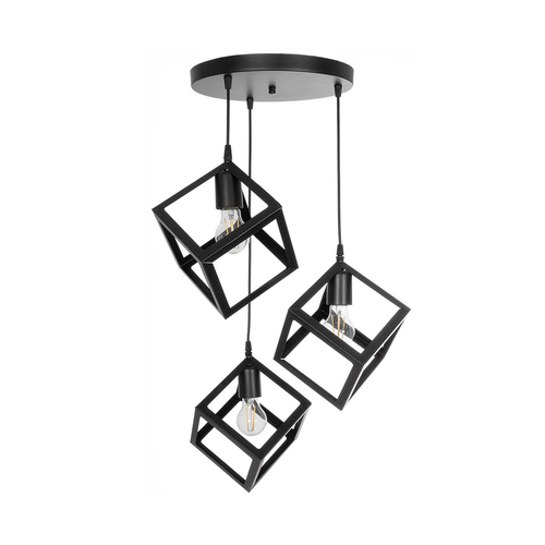 GLOBOSTAR® DISE 201-0051 Μοντέρνο Κρεμαστό Φωτιστικό Οροφής με Ντουί 3 x E27 AC 220-240V IP20 - Μαύρο - Μ48 x Π48 x Υ65cm