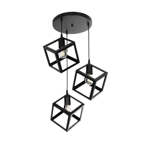 GLOBOSTAR® DISE 201-0051 Μοντέρνο Κρεμαστό Φωτιστικό Οροφής με Ντουί 3 x E27 AC 220-240V IP20 - Μαύρο - Μ48 x Π48 x Υ65cm