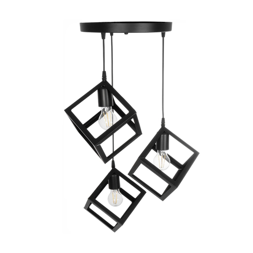 GLOBOSTAR® DISE 201-0051 Μοντέρνο Κρεμαστό Φωτιστικό Οροφής με Ντουί 3 x E27 AC 220-240V IP20 - Μαύρο - Μ48 x Π48 x Υ65cm