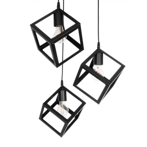 GLOBOSTAR® DISE 201-0051 Μοντέρνο Κρεμαστό Φωτιστικό Οροφής με Ντουί 3 x E27 AC 220-240V IP20 - Μαύρο - Μ48 x Π48 x Υ65cm