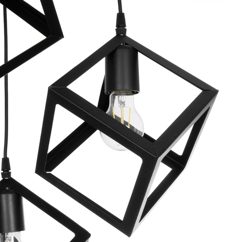 GLOBOSTAR® DISE 201-0051 Μοντέρνο Κρεμαστό Φωτιστικό Οροφής με Ντουί 3 x E27 AC 220-240V IP20 - Μαύρο - Μ48 x Π48 x Υ65cm