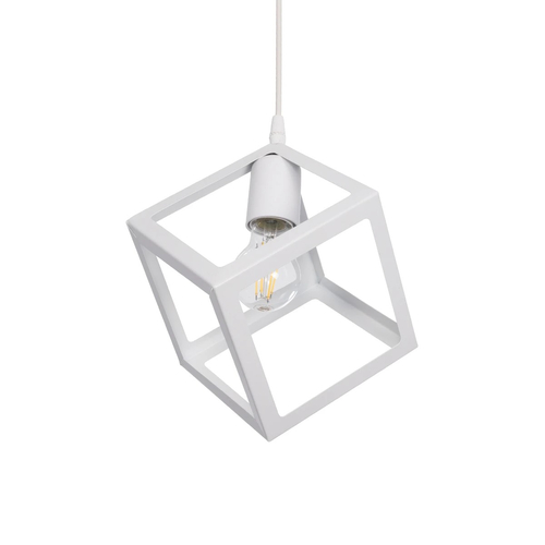 GLOBOSTAR® DISE 201-0052 Μοντέρνο Κρεμαστό Φωτιστικό Οροφής με Ντουί 1 x E27 AC 220-240V IP20 - Λευκό - Μ28 x Π28 x Υ31cm