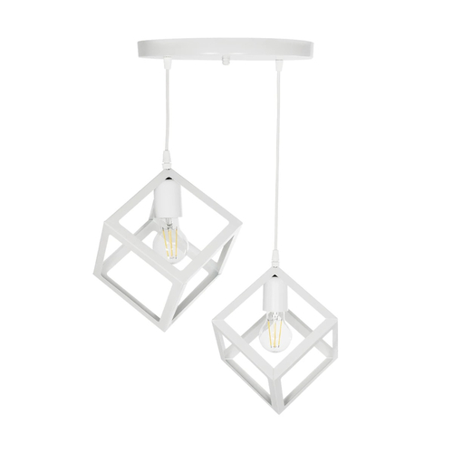 GLOBOSTAR® DISE 201-0053 Μοντέρνο Κρεμαστό Φωτιστικό Οροφής με Ντουί 2 x E27 AC 220-240V IP20 - Λευκό - Μ50 x Π30 x Υ50cm