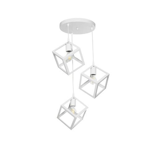 GLOBOSTAR® DISE 201-0054 Μοντέρνο Κρεμαστό Φωτιστικό Οροφής με Ντουί 3 x E27 AC 220-240V IP20 - Λευκό - Μ48 x Π48 x Υ65cm