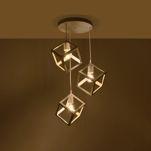 GLOBOSTAR® DISE 201-0054 Μοντέρνο Κρεμαστό Φωτιστικό Οροφής με Ντουί 3 x E27 AC 220-240V IP20 - Λευκό - Μ48 x Π48 x Υ65cm