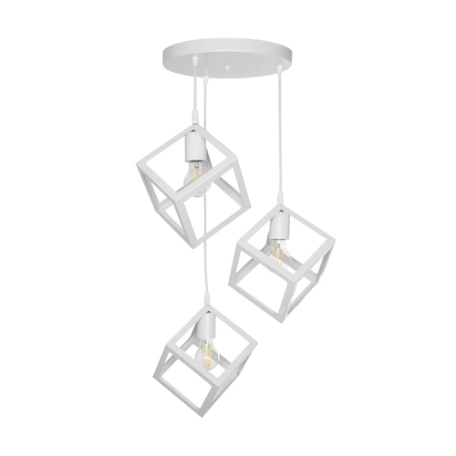 GLOBOSTAR® DISE 201-0054 Μοντέρνο Κρεμαστό Φωτιστικό Οροφής με Ντουί 3 x E27 AC 220-240V IP20 - Λευκό - Μ48 x Π48 x Υ65cm