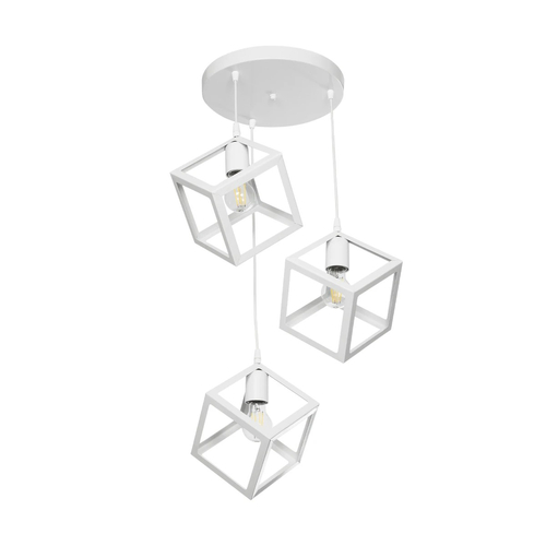 GLOBOSTAR® DISE 201-0054 Μοντέρνο Κρεμαστό Φωτιστικό Οροφής με Ντουί 3 x E27 AC 220-240V IP20 - Λευκό - Μ48 x Π48 x Υ65cm