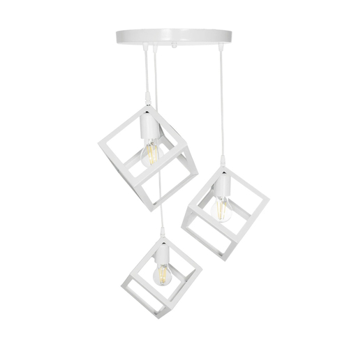 GLOBOSTAR® DISE 201-0054 Μοντέρνο Κρεμαστό Φωτιστικό Οροφής με Ντουί 3 x E27 AC 220-240V IP20 - Λευκό - Μ48 x Π48 x Υ65cm