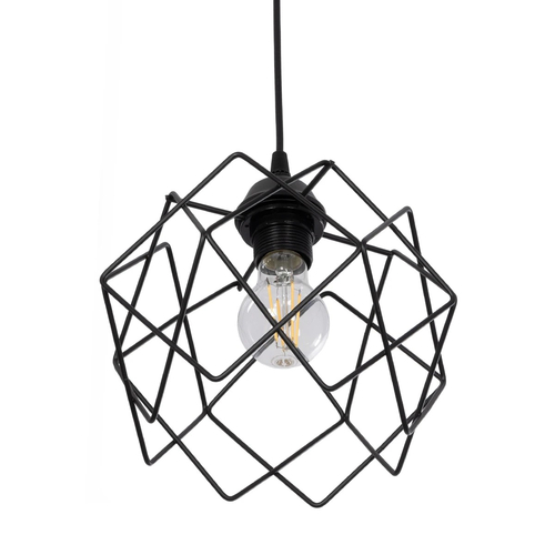 GLOBOSTAR® SOLON 201-0059 Μοντέρνο Κρεμαστό Φωτιστικό Οροφής με Ντουί 1 x E27 AC 220-240V IP20 - Μαύρο - Μ24 x Π24 x Υ23cm