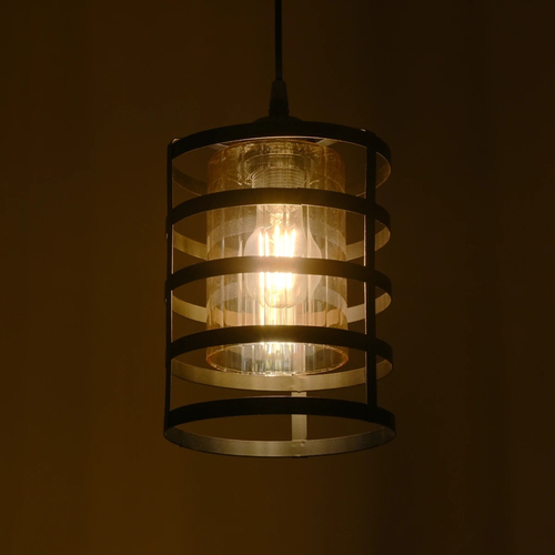 GLOBOSTAR® SOLON 201-0060 Μοντέρνο Κρεμαστό Φωτιστικό Οροφής με Ντουί 1 x E27 AC 220-240V IP20 - Μαύρο & Μελί - Μ16 x Π16 x Υ26cm