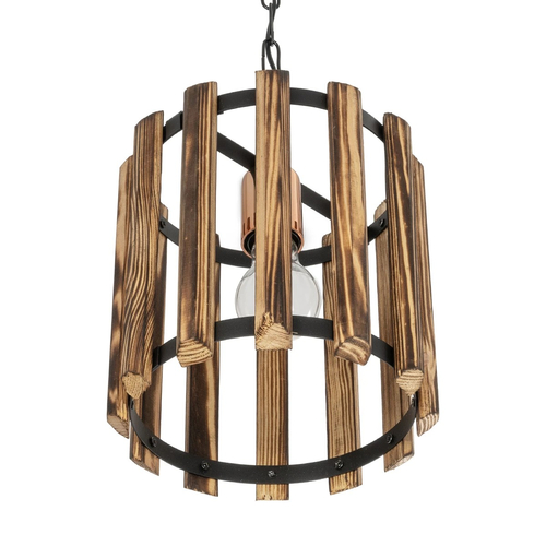 GLOBOSTAR® PRISMON 201-0061 Vintage Κρεμαστό Φωτιστικό Οροφής με Ντουί 1 x E27 AC 220-240V IP20 - Καφέ & Μαύρο - Μ22 x Π22 x Υ24cm