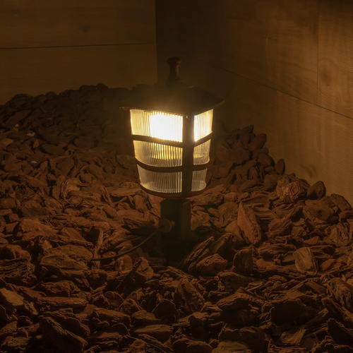 GloboStar® ZARDIN 203-0228 Vintage Καρφωτό Φωτιστικό Φαναράκι Μονόφωτο 1 x E27 IP44 Χάλκινο & Διάφανο Πλαστικό - Μ17 x Π17 x Υ50cm