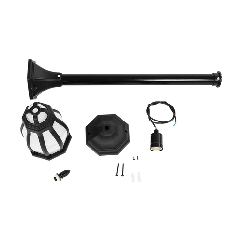 GloboStar® VERDI 203-0230 Vintage Επιδαπέδιο Φωτιστικό Κολωνάκι Κήπου Μονόφωτο 1 x E27 IP44 Μαύρο & Διάφανο Πλαστικό - Μ17 x Π17 x Υ104cm