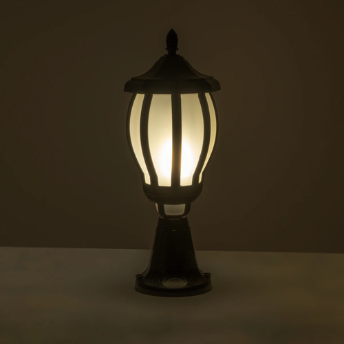 GloboStar® VERDI 203-0231 Vintage Επιδαπέδιο Φωτιστικό Φαναράκι Μονόφωτο 1 x E27 IP44 Μαύρο & Διάφανο Πλαστικό - Μ18 x Π18 x Υ46cm