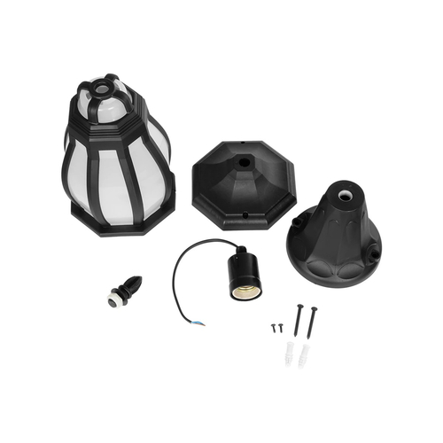 GloboStar® VERDI 203-0231 Vintage Επιδαπέδιο Φωτιστικό Φαναράκι Μονόφωτο 1 x E27 IP44 Μαύρο & Διάφανο Πλαστικό - Μ18 x Π18 x Υ46cm