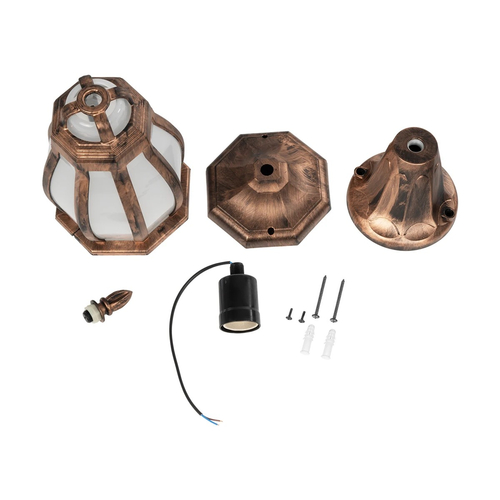 GloboStar® VERDI 203-0235 Vintage Επιδαπέδιο Φωτιστικό Φαναράκι Μονόφωτο 1 x E27 IP44 Χάλκινο & Διάφανο Πλαστικό - Μ18 x Π18 x Υ46cm