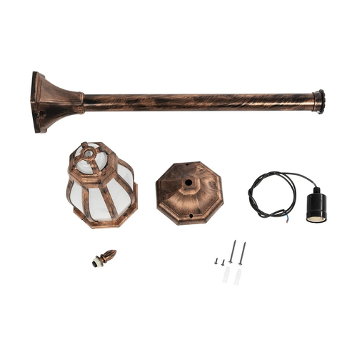 GloboStar® VERDI 203-0236 Vintage Επιδαπέδιο Φωτιστικό Κολωνάκι Κήπου Μονόφωτο 1 x E27 IP44 Χάλκινο & Διάφανο Πλαστικό - Μ17 x Π17 x Υ104cm