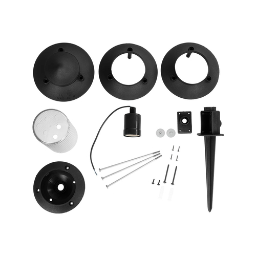 GloboStar® LANTERNA 203-0242 Μοντέρνο Καρφωτό Φωτιστικό Φαναράκι Μονόφωτο 1 x E27 IP44 Μαύρο & Διάφανο Πλαστικό - Μ16 x Π16 x Υ50cm