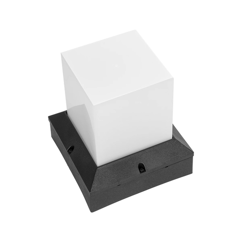 GloboStar® CUBIX 203-0245 Μοντέρνο Επιδαπέδιο Φωτιστικό Μονόφωτο 1 x E27 IP44 Μαύρο Πλαστικό - Μ22.5 x Π22.5 x Υ25cm