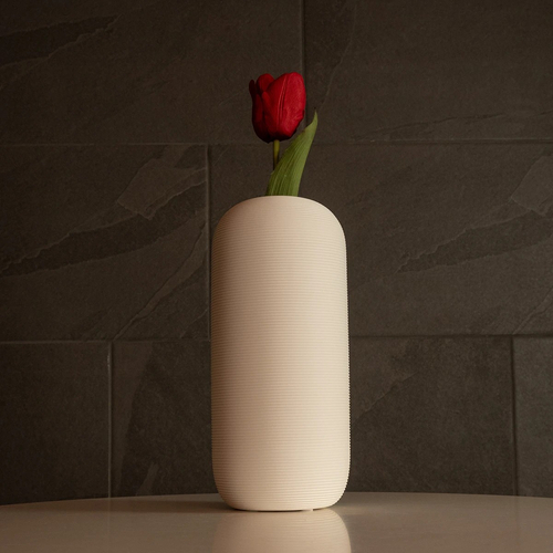 GloboStar® Artificial Garden BLANCO 21247 Διακοσμητική Κεραμική Γλάστρα Γκρι Π11 x Μ11 x Υ25 cm