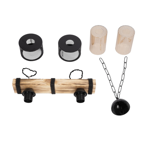 GLOBOSTAR® GLORA 201-0008 Vintage Κρεμαστό Φωτιστικό Οροφής με Ντουί 2 x E27 AC 220-240V IP20 - Μπεζ & Μαύρο - Μ38 x Π12 x Υ21cm