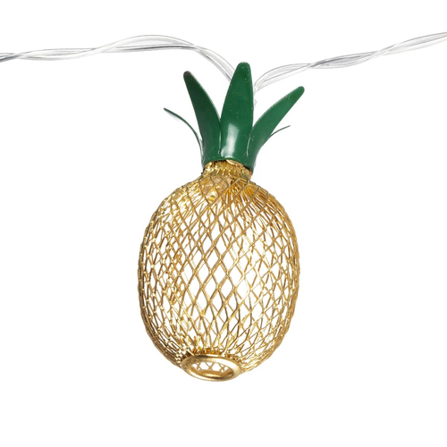 GloboStar® 85806 Διακοσμητική Γιρλάντα Pineapple Lamp 2 Μέτρα με Διακόπτη On/Off - 10 LED 1W με Μπαταρίες 2xAA & Διάφανο Καλώδιο IP44 Θερμό Λευκό 3000K Μ2m
