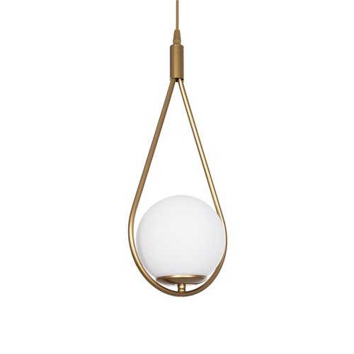 GLOBOSTAR® DROP 201-0034 Vintage Κρεμαστό Φωτιστικό Οροφής με Ντουί 1 x E27 AC 220-240V IP20 - Χρυσό & Λευκό - Μ20 x Π15 x Υ47cm