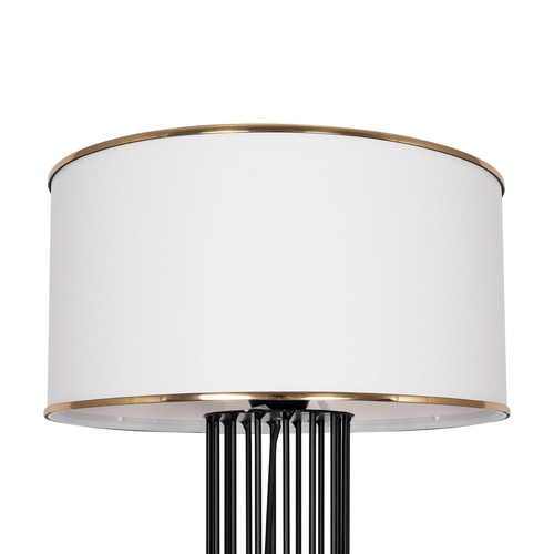 GloboStar® NOVA 201-0036 Μοντέρνο Επιδαπέδιο Φωτιστικό 1 x E27 IP20 Μαύρο Μεταλλό με Λευκό Ύφασμα - Μ36 x Π36 x Υ148cm