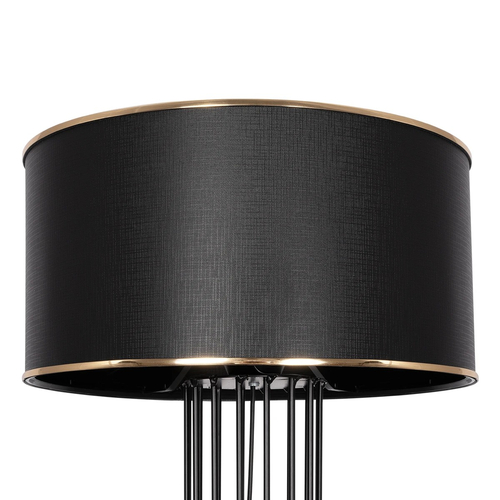 GloboStar® NOVA 201-0037 Μοντέρνο Επιδαπέδιο Φωτιστικό 1 x E27 IP20 Μαύρο Μεταλλό με Μαύρο Ύφασμα - Μ36 x Π36 x Υ148cm