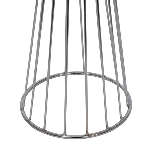 GloboStar® NOVA 201-0039 Μοντέρνο Επιδαπέδιο Φωτιστικό 1 x E27 IP20 Ασημί Μεταλλό με Μαύρο Ύφασμα - Μ36 x Π36 x Υ148cm