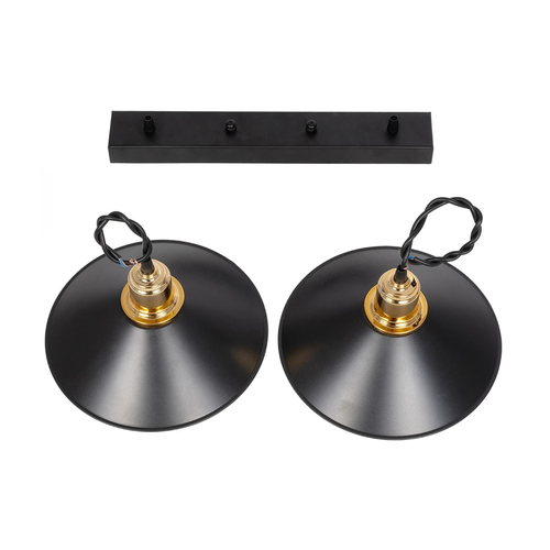 GLOBOSTAR® LUCANA 201-0043 Vintage Κρεμαστό Φωτιστικό Οροφής με Ντουί 2 x E27 AC 220-240V IP20 - Μαύρο & Χρυσό - Μ57 x Π25 x Υ26cm