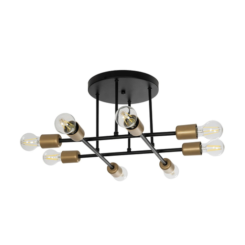 GLOBOSTAR® BLAZEA 201-0064 Vintage Φωτιστικό Οροφής με Ντουί 8 x E27 AC 220-240V IP20 - Χρυσό & Μαύρο - Μ51 x Π51 x Υ7cm