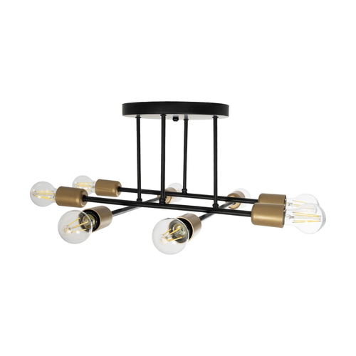 GLOBOSTAR® BLAZEA 201-0064 Vintage Φωτιστικό Οροφής με Ντουί 8 x E27 AC 220-240V IP20 - Χρυσό & Μαύρο - Μ51 x Π51 x Υ7cm